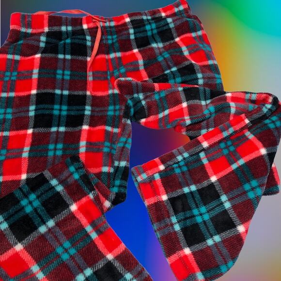 Thick Cozy Plaid Lounge Pants Secret Treasures Juniors Large Bright - Picture 5 of 11